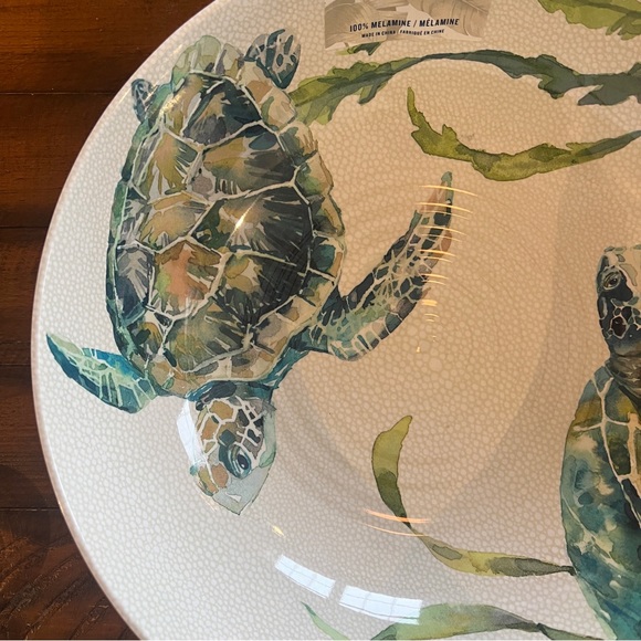 Tommy Bahama Melamine Sea Turtles Large 12” Serving Bowl Coastal Ocean New - Picture 5 of 9